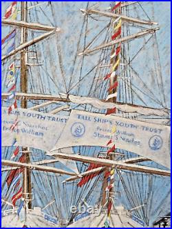 Julia Finzel Original Mixed Media Brixham Harbour Scene Devon / Tallships