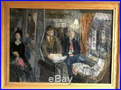Juliet A Wheeler Fabric Patch Work Art Collage painting The Railway Carriage