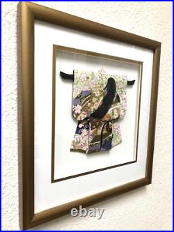 KIMONO, Rosella Harrison Peck, Japanese washi paper handmade collage, Exc Cond