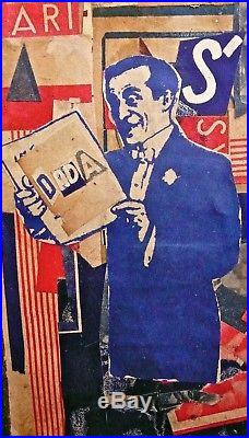 KURT SCHWITTERS - A GREAT 1920s ORIGINAL MIXED MEDIA COLLAGE, MERZ DADA, RARE