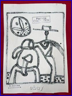 Keith Haring (Handmade) Mixed media Drawing Painting on paper signed & stamped