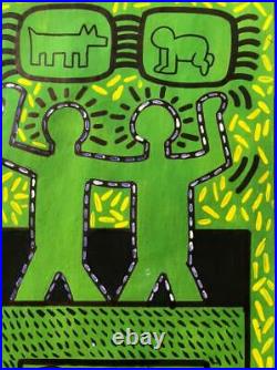Keith Haring painting on paper (Handmade) signed and stamped mixed media