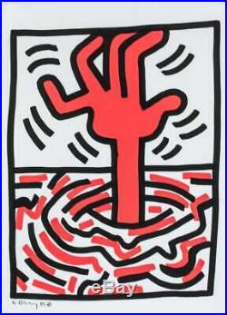 Keith Haring signed mixed media on paper and Taxco Haring like gator