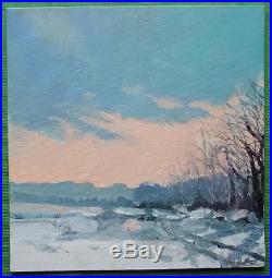 Kent Snow Scene Original Impressionist Mixed Media Oil Painting Paul Mitchell