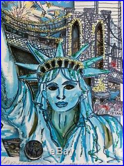 LADY LIBERTY Charles Fazzino 3-D Art Signed #193/475 NYC Skyline Twin Towers WTC