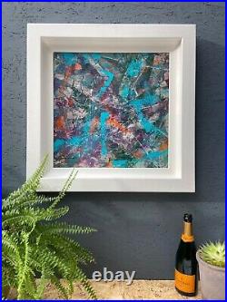 LARGE Original Abstract Mixed Media Painting Framed and Signed British Artist