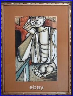 LUCIO RANUCCI-Italian Modernist-Original Signed Mixed Media-Cubist Figure