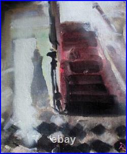 Lady in the Hall Original Impressionist Mixed Media Oil Painting Paul Mitchell
