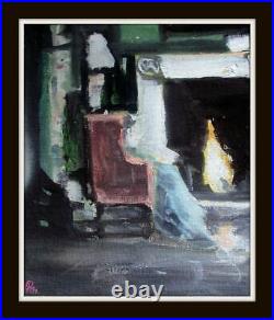 Lady in the Lounge Original Impressionist Mixed Media Oil Painting Paul Mitchell