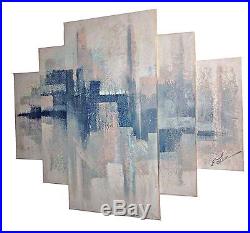 Large Contemporary Abstract Triptych Mixed Media Painting Artist E. Lee