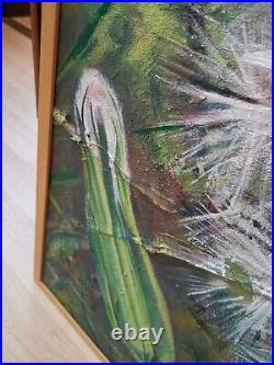 Large Heavily Textured Original Mixed Media Painting of a Dandelion Flower