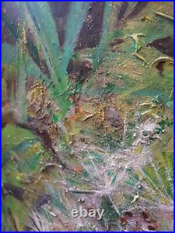 Large Heavily Textured Original Mixed Media Painting of a Dandelion Flower