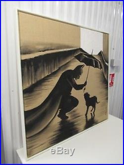 Large Mauro Rosso Batman With Dog Mixed Media On Canvas / Painting / Art
