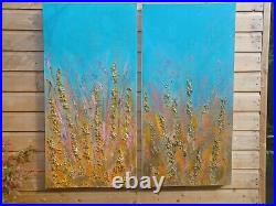 Large ORIGINAL ABSTRACT mixed media PAINTING by Laura Hall Home Decor Art Gift