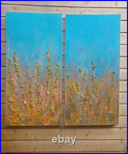 Large ORIGINAL ABSTRACT mixed media PAINTING by Laura Hall Home Decor Art Gift