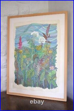 Large Original Mixed Media Wild Flowers by Margaret Chinn, Cornwall Hedges