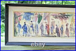Large PASCAL CUCARO Signed Mid Century Mixed Media Painting On Canvas Abstract