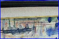 Large PASCAL CUCARO Signed Mid Century Mixed Media Painting On Canvas Abstract