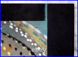 Large Vintage Welsh Abstract Painting Mixed Media Impressionist Modernist Art