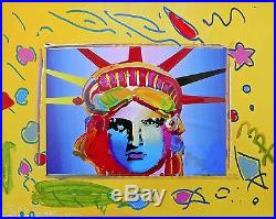 Liberty Head, Original Mixed Media Painting, Peter Max SIGNED with COA