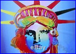 Liberty Head, Original Mixed Media Painting, Peter Max SIGNED with COA