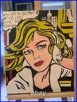 Lichtenstein Warhol Style Mixed Media Oil Painting On Canvas 50x60cm Graffiti