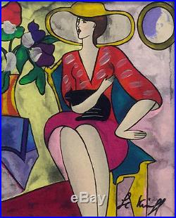 Linda Le Kinff Missus In Red Signed Mixed Media Framed See Live Gallart
