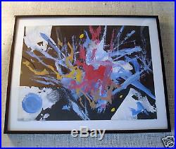 Listed Artist Leon Wall MID Century Abstract Mixed Media Painting