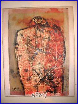 Listed Henry Newman American 1923 MID Century Abstract Painting Mixed Media 1964