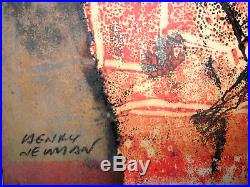 Listed Henry Newman American 1923 MID Century Abstract Painting Mixed Media 1964