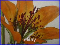 Lyman Byxbe, LISTED Estes Park Colorado, Rare vintage mixed media Floral, Signed