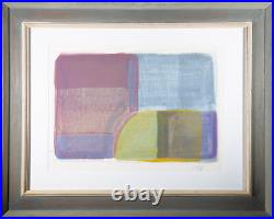 M. B. Signed & Framed Contemporary Mixed Media, Mauve and Blue