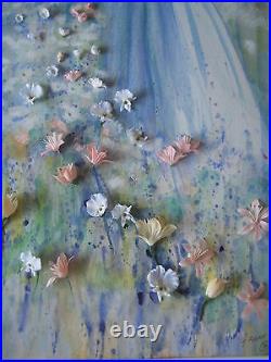 Marilyn Zapp Original Mixed Media, Watercolor/Pastel/3D Flowers, Framed, Signed
