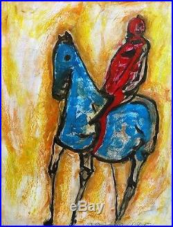 Marini Marino Blue Horse 1950 Jack Palance Auction 17.5x23 Mixed Media Drawing