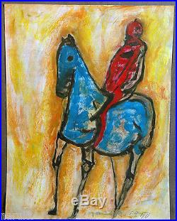 Marini Marino Blue Horse 1950 Jack Palance Auction 17.5x23 Mixed Media Drawing