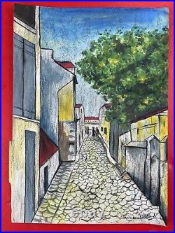 Maurice Utrillo (Handmade) Drawing mixed media on paper signed & stamped