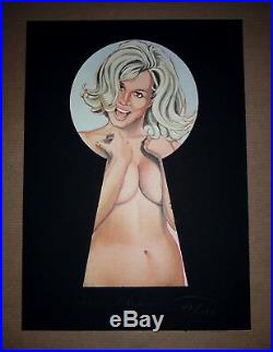 Mel Ramos Peekaboo Blonde Original Lithograph and COLLAGE 1980 HAND SIGNED