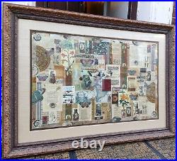 Melanie Boone (usa) Mixed-media Antiquity Theamed Collage, Signed, Gilt Framed