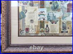 Melanie Boone (usa) Mixed-media Antiquity Theamed Collage, Signed, Gilt Framed