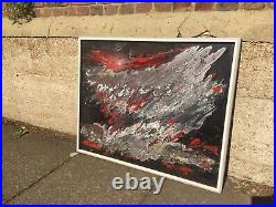 Mid Century Mixed Media Painting Artwork Belgian European