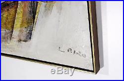 Mid Century Modern Ljubo Biro Framed Mixed Media Acrylic Abstract Painting Sign