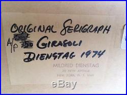Mildred Dienstag Signed Original Sunflower Serigraph 1974 Artist Proof