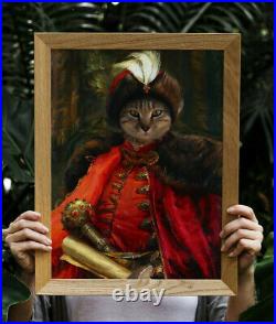 Military Cat Portrait Ukrainian Royal Regal Pet Art Funny Custom Decor