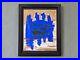 Mini Vintage Mid-century Framed Mixed Media Painting Abstract In Blue