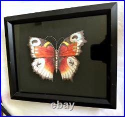 Mixed Media Artwork 3D Shadow Box Frame Monarch Butterfly Paper Signed 2005 OOAK