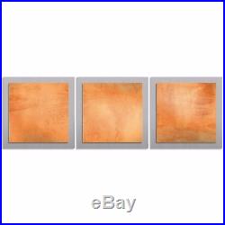 Modern Abstract Metal Wall Art Contemporary Accent Painting, Orange Home Decor