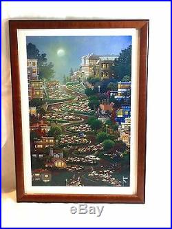 Moon Over Lombard St Lithograph Framed San Francisco 80/2250 Alexander Chen