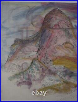 Mountains & Wind. Expressionist watercolour by listed USA artist Ed Smith, 1965