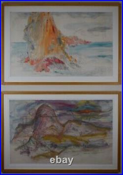 Mountains & Wind. Expressionist watercolour by listed USA artist Ed Smith, 1965