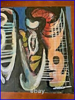 NYC George Jay Rogers Modernist Abstract Surrealism Acrylic Painting Paper 1956